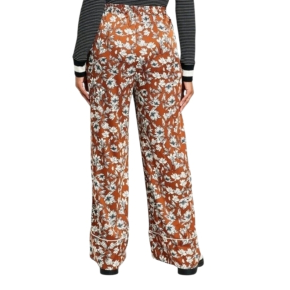 La Ligne x Target Women's Size Med Floral Wide Leg Trousers Brown White - Picture 2 of 12
